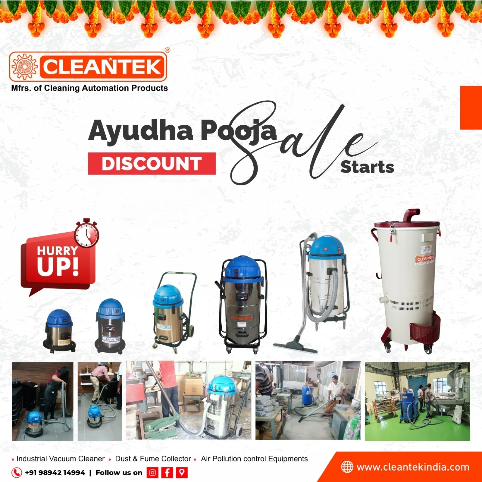 Celebrate Ayudha Pooja with Cleantek: Special Discounts on Industrial Cleaning Solutions